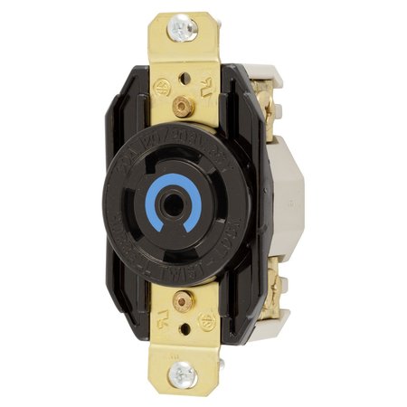 HUBBELL WIRING DEVICE-KELLEMS Locking Devices, Twist-Lock®, Single Flush Receptacle, 30A, 3 Phase Y 120/208V AC, 4 Pole, 5 Wire Grounding, NEMA L21-30R face HBL2810RT